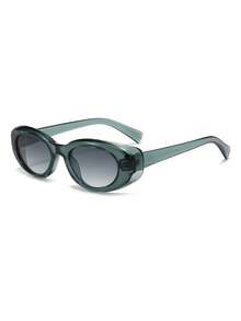 1 Pair Men's Transparent Green Oval Frame Minimalist Versatile Fashion Glasses - Translucent Green - View 2