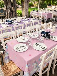 1pc/2pcs/4pcs Unicorn Party Supplies Plastic Disposable Tablecloth, Perfect Unicorn Birthday Decoration, Includes 2pcs Unicorn Theme Birthday Tablecloth, Baby Girl Shower Party Decoration, 54 X 108 Inches - Unicorn - View 7