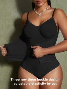 Women's Fashion Waist Shaping Slightly Adjustable Single-Breasted Bodysuit - Fully Envelops Fat To Create A Perfect Figure - Black - View 3