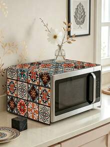 1pc Boho Microwave Dust Cover With Retro Geometric Pattern,Bohemia Polyester Microwave/Oven/Stovetop Cover,85*35cm Microwave Appliance Cover,Kitchen Dust-Proof Protector,Bohemian Table Decor,Holiday Party Decoration,Kitchen Dining Home Decor - Multicolor - View 8