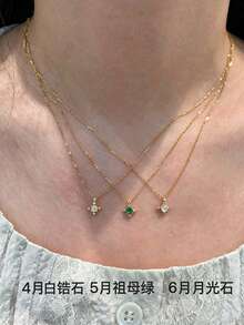 falinne 25 Pure Silver Cross Star Colorful Rhinestone Birthstone Necklace Multi-Color Zirconia Thin Choker Chain Birthday Gift For Girlfriend Best Friend Anniversary Present Layered Necklace Daily Commute Versatile Silver Jewelry - Yellow Gold - View 3