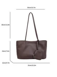 New Minimalist Shoulder Bag Casual Tote Fashion Work Commute Women's Handbag - Coffee - View 2
