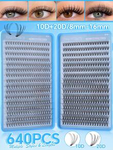 CMAYOME 540/608/640pcs Natural False Eyelashes,Large Capacity Single Cluster Eyelash Clusters,Different Densities Of Large Capacity Eyelashes,Suitable For Beginners'DIY Home Eyelash Extension Kit,Eyelashes Suitable For Halloween,Christmas And Other Occasions - Multicolor - View 14