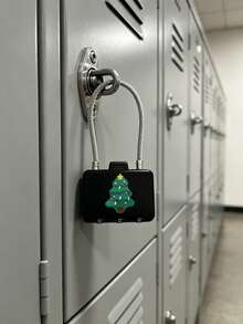 Steel Wire Rope Combination Padlock, Christmas Theme Pattern, Mini Digital Combination Lock, Portable Combination Lock, Anti-Theft Password Padlock, Suitable For Luggage, Storage Boxes, Storage Containers, Great Gift Choice For Halloween, Thanksgiving - Black - View 5