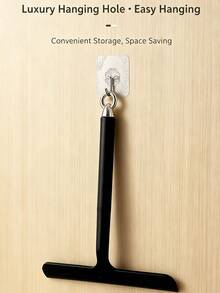 1pc Glass Surface Cleaner And 1pc Heavy Duty Hook, Durable Plastic And Silicone Material Squeegee With Convenient Handle, Hook For Hanging Storage, Space-Saving. Suitable For Bathroom, Shower, Kitchen, Mirror, Tile, Countertop - Multicolor - View 4