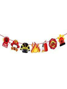 Firefighter Birthday Door Banner, Fire Truck Theme Paper Decor For Party Home Wall - Multicolor - View 8