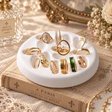 French Vintage Style Handmade Plaster Ring Holder Tray Ins Blogger Jewelry Storage Decorative Ring Dish Ring Slot Display Stand - Multicolor - View 2