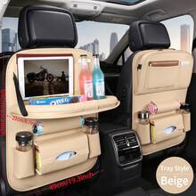 1pc Multicolor PU Car Seat Back Storage Bag, Car Organizer Desk, Premium Multifunctional Car Storage Organizer, Large Capacity Car Storage Bag, Universal Fit Waterproof Durable Headrest Hanging Organizer, Multi-Pocket Backseat Storage Pouch - Multicolor - View 2