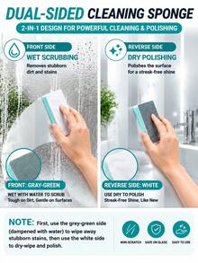 Glass Water Scale Magic Scrub Cleaning Brush, Household Bathroom Mirror Shower Room Tile Powerful Water Scale Water Stain Water Mark Removal Tool, Multi-Functional Window Glass Cleaning Tool - Glass Cleaning Tool - View 7