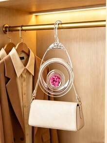 1pc Space Saving Bag Storage Hook, Anti-Deformation Heavy Duty Bag Hanger, Closet Hanging Bag Rack With Built-In Fragrance Deodorizing, Random Scent, Multipurpose Organizer For Home Closet Wardrobe Entryway, Perfect Holiday Gift For Women - Clear - View 7