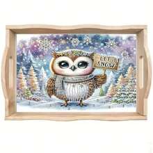 1pc Wooden Frame Tool Wooden Tray Set, Includes Starfish, Shell, Flower, Owl Patterns And Irregular Shapes, Jewelry Tray, Home Desktop Decor Gift Ornament - A - View 6