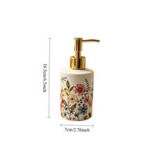 1pc Ceramic Lotion/Soap Dispenser Bottle, Pastoral Floral Pattern, Refillable Pump Design, Suitable For Hand Soap, Shampoo, Body Wash, Dish Soap, Etc., Ideal For Hotels, Vacation Rentals And Kitchen Or Bathroom Countertops - Multicolor - View 4