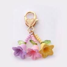 1pc Fashion Lily Of The Valley Keychain Wind Chime Flower Pendant Love Keyring Mobile Phone Bag Charm For Women Car Key Chains DIY - Multicolor - View 11