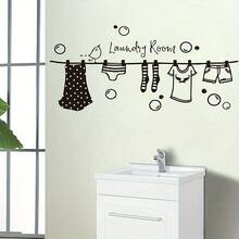 Charming Cartoon Vinyl Wall Sticker For Laundry Room - Easy To Apply And Remove, With Removable Matte Finish Home Decor, Classic Style, Cartoon Theme, Rectangular Shape - View 3