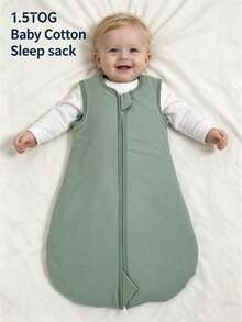 1.5tog Infant 100% Cotton Sleeping Bag, Suitable For All Seasons, Solid Color Newborn Sleeveless Comfortable Swaddle Sleeping Bag In Pink/Blue - Multicolor - View 18