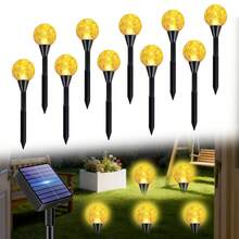 Solar Powered Spherical Garden Path Light, Sparkling Crystal Ball Ground Stake Light, Garden Lawn Landscape Aesthetic Night Atmosphere Decorative Light - Black - View 9