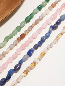 1 Strand 6*8MM Irregular Natural Stone Beads Aventurine Tourmaline Agates Crystal Beads For DIY Jewelry Making - Multicolor - View 3