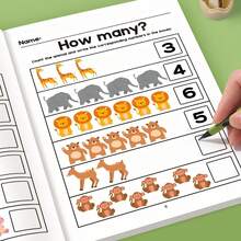 64-Page Math Workbook, Includes Animal Counting, 1-12 Number Tracing And Addition/Subtraction Practice, Colorful Pages, Suitable For 3-6 Years Old, Early Education Gift - Purple - View 5