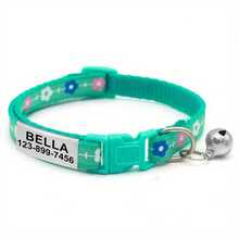 1pc Customized Pet Collar With Flower Design, Customizable Engraved ID And Contact Information. Adjustable Bell Necklace For Cats And Dogs. Fashionable Pet Supplies. Cute Decorations For Pets. - Multicolor - View 11