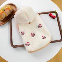 1pc Pet Clothes, Cute Dog/Cat Outfit For Small Dogs, Warm & Comfortable Fleece Hooded Jacket - Beige - متعدد الألوان - مشاهدة 10