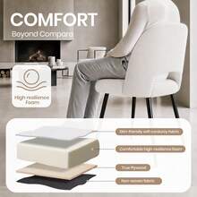 Modern White Marble Extendable Kitchen Table With Corduroy Upholstered Chairs For Dining Room, Kitchen - White Table + White Chair - View 4