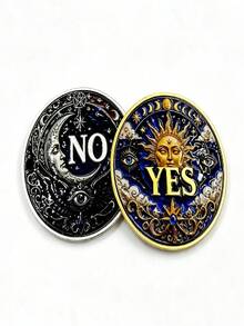 3D Embossed Sun Moon YES NO Coin Five-Pointed Star Sun Face Moon Face Mysterious Pocket Decision Challenge Coin Collectible Souvenir - Multicolor - View 6