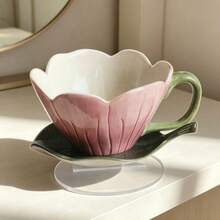 Christmas Gift 1PC Coffee Cup 2D Acrylic Flat Home Decor Ornament Tulip Flower Flat Coffee Cup, Birthday Gift - Multicolor - View 1
