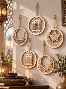 5pcs/Set Arabic Themed Hanging Pendant, Home Decoration Pendant, Holiday Party Background Decoration, Suitable For Porch, Bedroom, Wall, Holiday Party Decoration, Gift - Style F - View 4