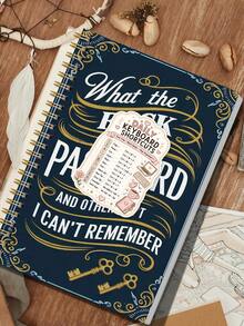 1pc Navy Gold A5 Login & Password Book With Shortcut Sticker, Halloween Notebook Office Decor And Accessories Nurse Essentials Bible Study Materials, For Home Office & Accounts - A - View 6