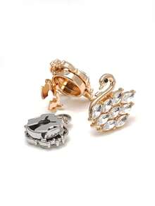 1/2/4pcs 29mm Swan Rhinestone Button Set, Women's Crystal Button Set, Detachable Clip-On Button Set, Crystal Decorative Buttons For Clothing, With Pliers For Pressing, Suitable For Dresses, Suits, Formal Shirts And Other Accessories - Multicolor - View 4
