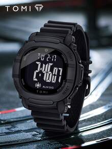 TOMI Men's Electronic Watch Square Digital LCD Display Dial Silicone Sports Strap Outdoor Multi-Function Men's Watch Multiple Colors Available Daily Wear Holiday Gift - one-size - View 2
