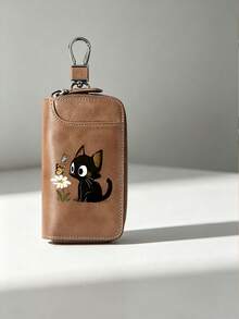 Cute Black Cat Butterfly Daisy Print Key Wallet For Women,Portable Key Organizer Pouch, Key Ring Storage Bag,Birthday Christmas Thanksgiving Gift - Multicolor - View 11