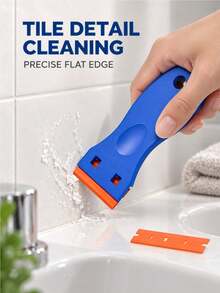 1PC Plastic Scraper Set With 10/20/30/50pcs Replacement Plastic Blades, Multi-Purpose Sticker & Label Remover Tool With Non-Slip Handle, Adhesive Cleaning Scraper For Windows, Floors, Stoves, Car Glass & Home Use - Multicolor - View 7