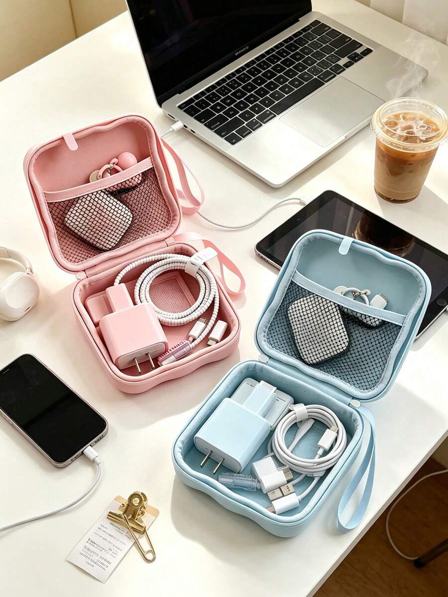 Portable Square Storage Bag, Suitable For CCD Camera Chargers, Headphones, Data Cables, Etc. Sanitary Napkin Storage Bag, Digital Storage Bag, Etc - Multicolor - View 1