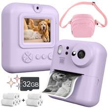 Children's Instant Print Camera 48MP 1080P 2.4-Inch Screen 3/5/10s Timer 8x Zoom 1300mAh Large Capacity Battery Built-In Flash Portable Easy To Use Compact Convenient Includes Data Cable 4 Games Music Player Perfect Birthday/Christmas Gift - Multicolor - View 17