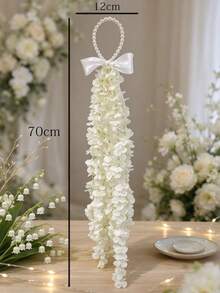 1pc Pearl Orchid Flower Bouquet, Suitable For Wedding Ceremony, Proposal Bouquet, Gift, Pearl Hand Flower, Indoor And Outdoor Photo Prop, Confession Proposal Gift, Wedding Souvenir - White - View 13