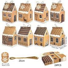 24pcs Christmas Gift Boxes House Shape Treat Box With Number Stickers Ribbon Present Packaging Boxes Holiday Party Supplies - Gift Box - View 10