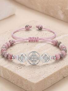 ZIRUISP 1pc Witches Knot Bracelet Women Men, Natural Stone Beaded Adjustable Rope Wristband Celtic Knot Boho Jewelry Spiritual Protection Amulet Birthday Gift - 3-layer Witchy Beaded Bracelet - View 1