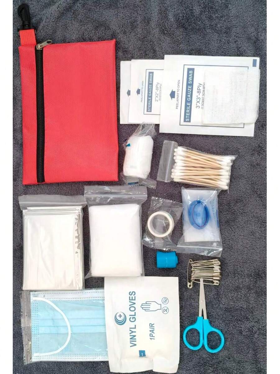 Portable Home Care Kit, For Daily Household Backup Care Use. Contains A Variety Of Disposable Supplies: Masks, Gloves, Bandages, Elastic Bands, Gauze, Cotton Swabs, Adhesive Tape, Small Tools, Etc. - View 1