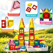 26/56/76pcs Mini Colorful Magnetic Building Blocks With Iron Storage Box, Suitable For DIY 3D Construction, Portable Stacking And Assembly, Develop Children's Spatial Ability, Christmas Birthday Gift For Boys And Girls - Multicolor - View 3