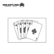 INKARTLINK 1PC Royal Flush Winner Tattoo Sticker, Temporary Waterproof Body Art Tattoo Sticker, Lasts 2-5 Days, Water Transfer Colorful Tattoo Sticker, Suitable For Men And Women, Must-Have For People, Party Essential Decoration, Festival Celebration Body Decoration - Black - View 4