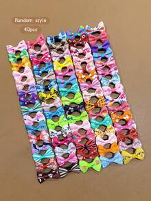 40pcs Random Color Floral Bow Hair Clips, Sweet Style Hair Accessories Suitable For Daily Wear - Multicolor - View 9