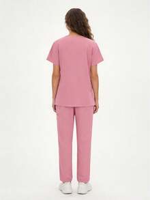 Pink Scrub Set For Medical And Beauty Work - Pink Nurse Uniform - View 6