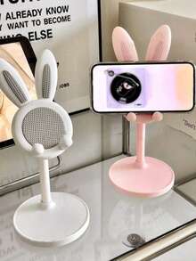 1pc Cute Rabbit Phone Holder, Multi-Functional Adjustable Height, Telescopic, Slouchy Selfie Desktop Stand For IPad And Tablet, Creative Decoration And Charging, Non-Slip Design, Suitable For Various Scenarios - Rabbit Ears - View 3
