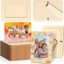 DIY Laser-Cut 6-Inch Wooden Rectangular Photo Frame With Hand-Painted Wavy Design - Holiday Gift - Multicolor - View 10