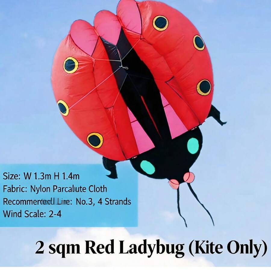 Cartoon Soft Ladybug Kite, Tool‑Free Inflatable Beetle‑Shaped Kite, Tear‑Resistant Fabric For Family Outdoor Recreation