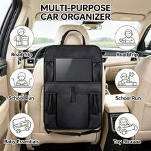 Black Large Pocket Anti-Kick Car Seat Storage Bag Oxford Cloth Organizer For Tablet, 1pc - Multicolor - View 6