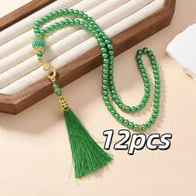 1pc/12pcs Islamic Prayer Beads, 99 Glass Faux Pearl Thread Beads For Muslim Worship And Arabic Praise Bracelet Long Tassel Style, Prayer Chanting Counting, Dual-Use For Daily Wear And Decoration - Multicolor - View 16