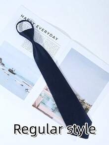 1/3pcs Women's Navy Blue Thin Polyester Hand-Tied Necktie, Suitable For Daily Decoration, Shirt, Gift - Navy Blue - View 5