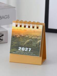 2027 Mini Landscape Desk Calendar Healing Nature Scenery Desktop Ornament Spiral Bound Calendar, Study Office Planning Memo Small Calendar, Daily Check-In, Christmas Gift, Holiday Gift - A - View 5